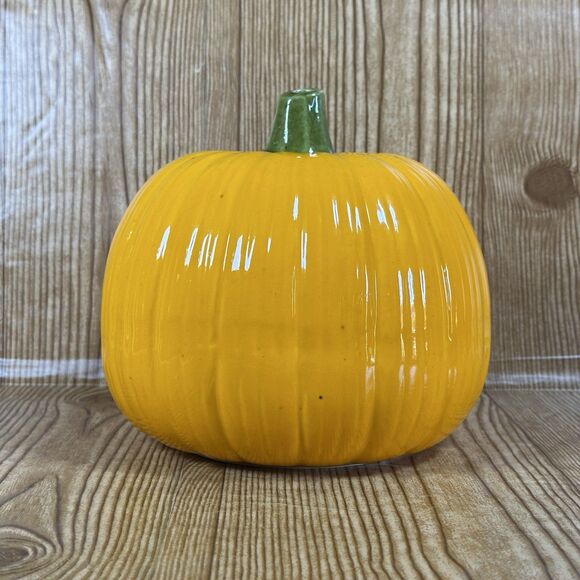 Halloween Ceramic Pumpkin Jack O Lantern Candle Cover Topper 7x7” - Picture 3 of 16
